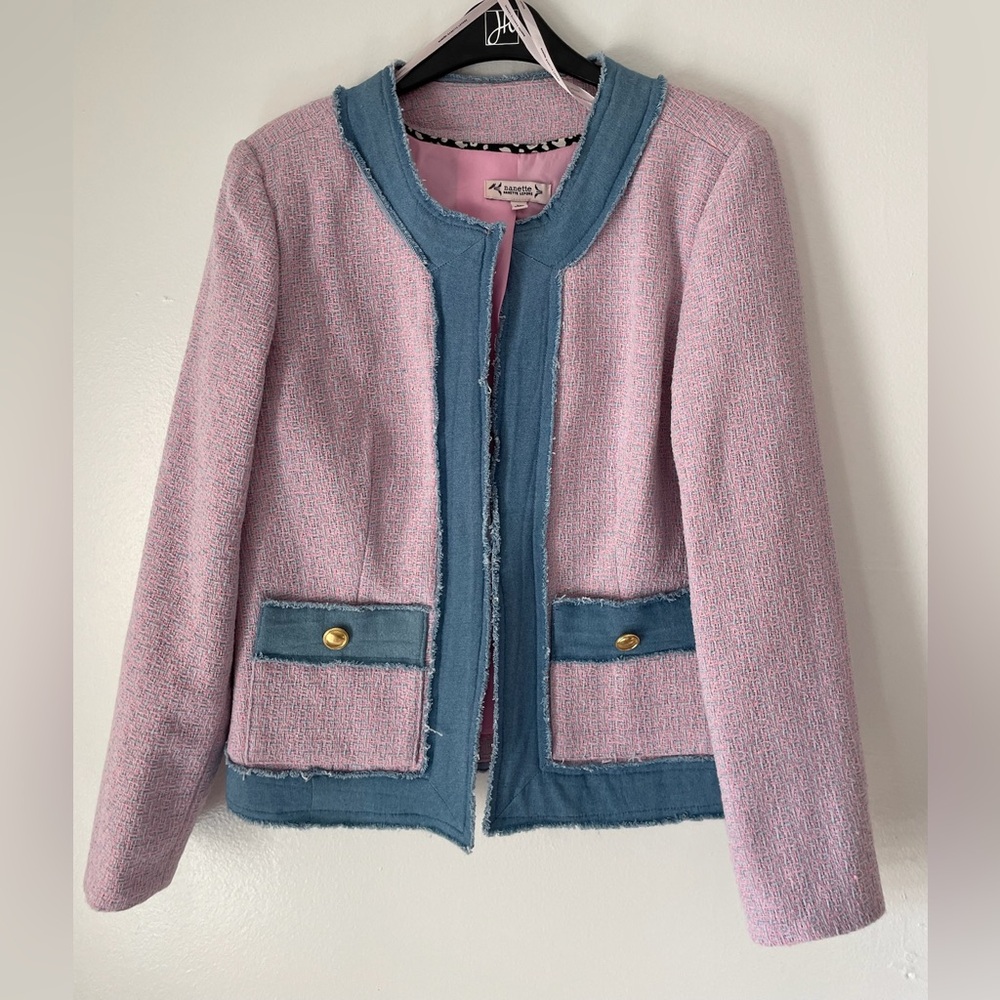 Nanette Lepore Pink and Blue Textured Jacket